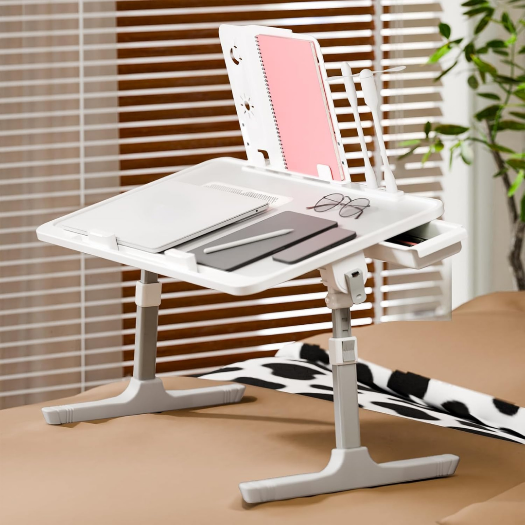 Homero Premium Foldable Bed Table Adjustable Height Multifunction Table with Light