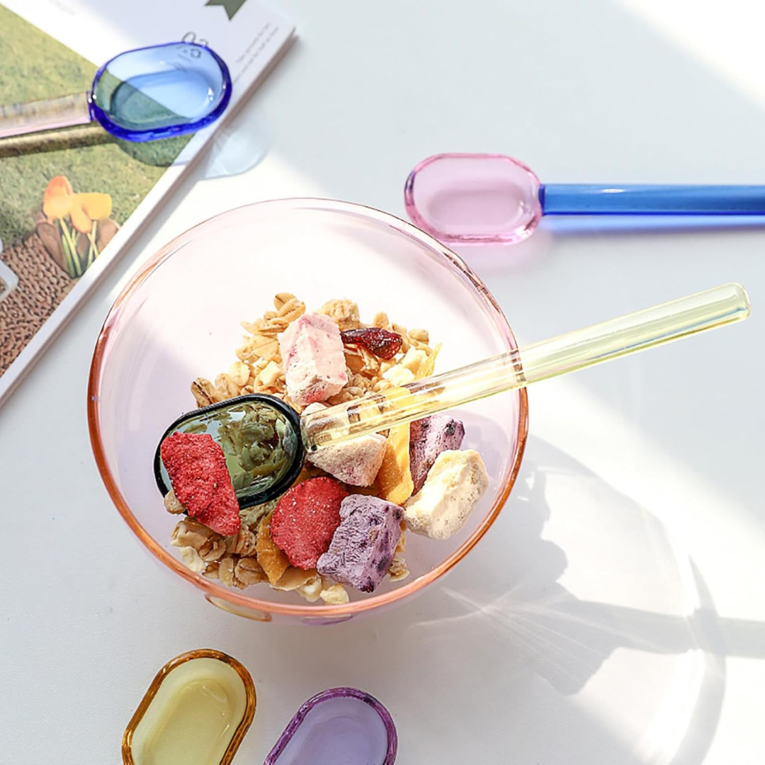 HOMERO Elegant Crystal Design Colorful Glass Stirring Spoons (Set of 5)