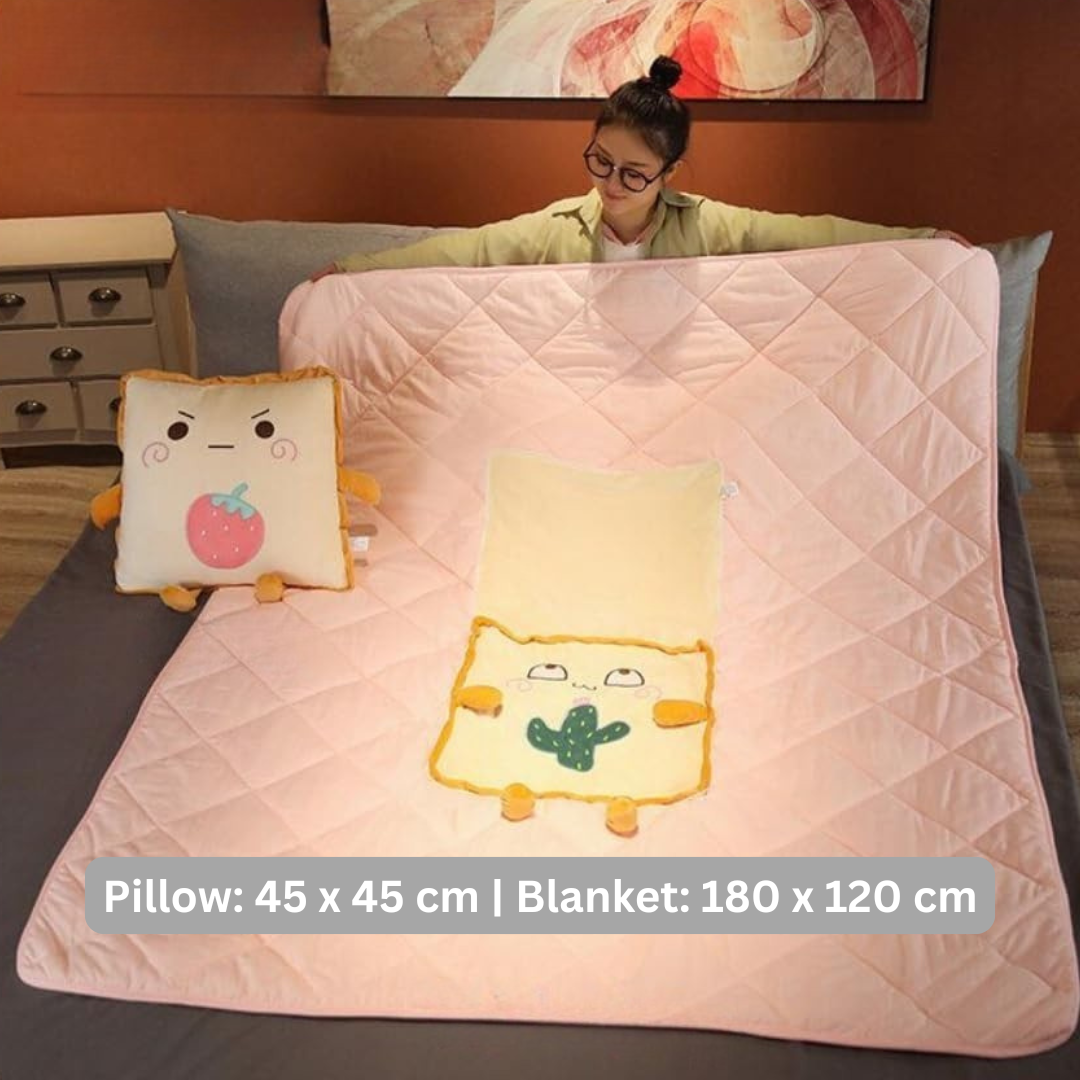Homero 3D Cute Toast Pillow Blanket 2 in 1  Foldable Plush Quilt