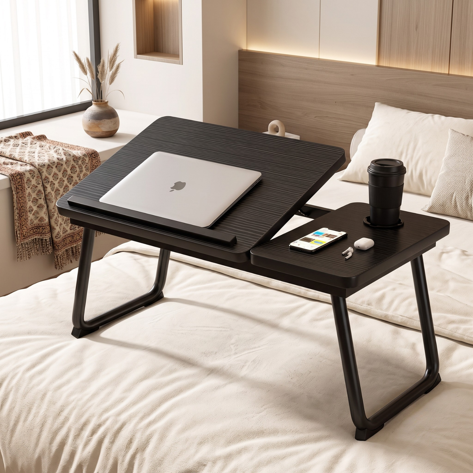 Multi Purpose Laptop Bed Adjustable Study Desk with Cup Holder