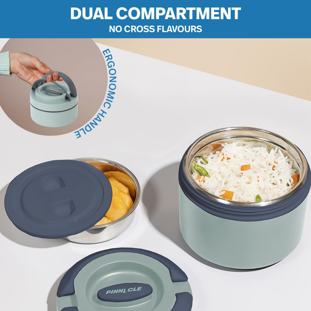 HOMERO Eco-Friendly Dual Compartment Stainless Steel Insulated Lunch Box - 600ML