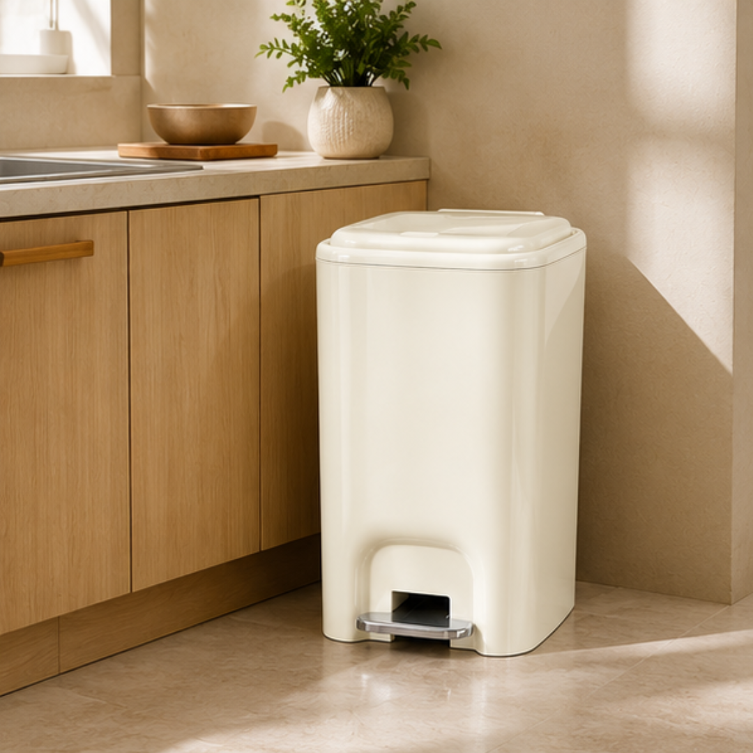 Modern Dual Opening Kitchen Bathroom Trash Bin with Secure Inner Ring