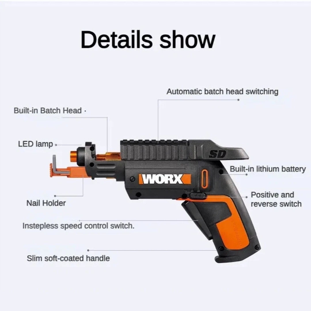 HOMERO Semi Automatic Cordless Electric Revolver Bit Storage 4V Lithium Power Screwdriver