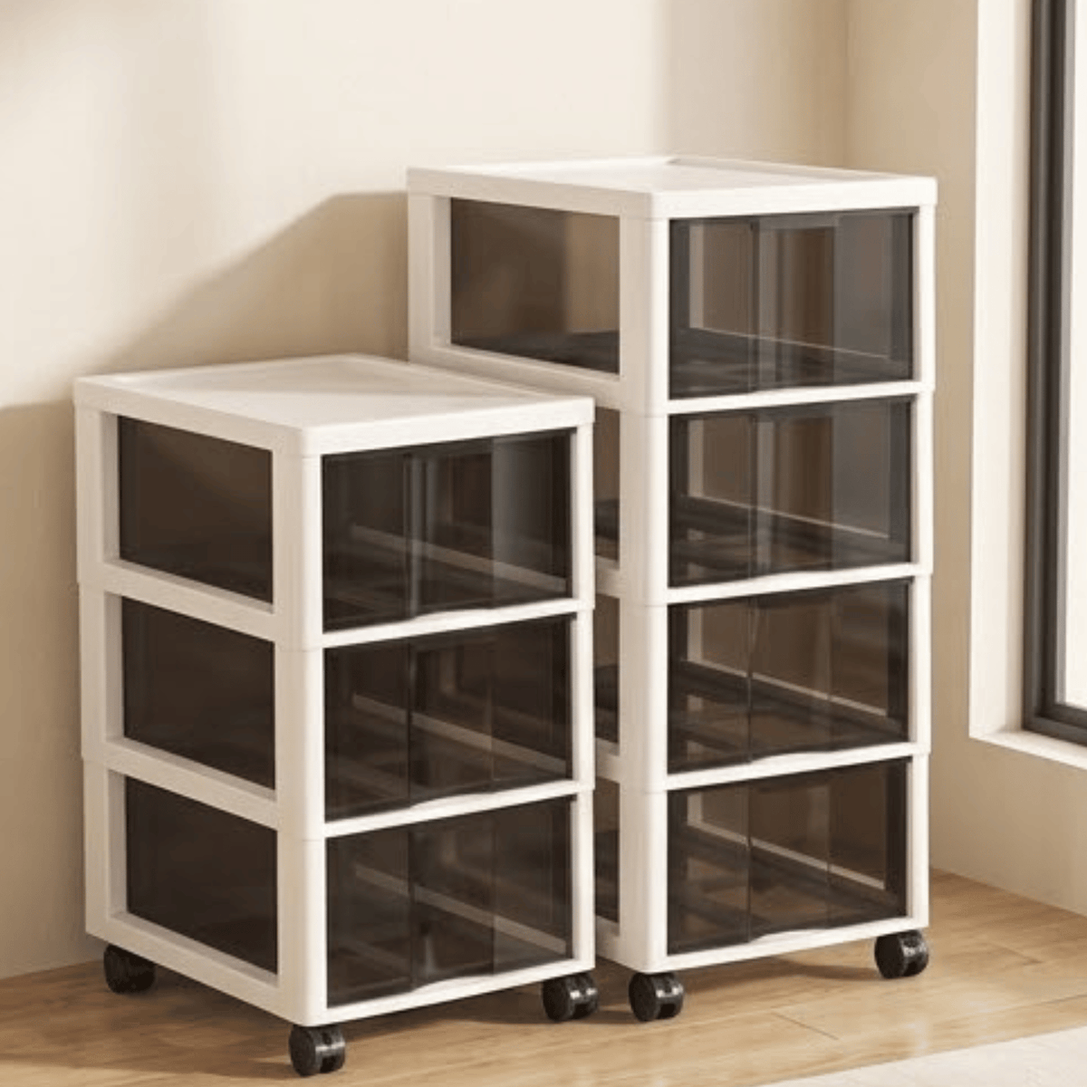 Multi-Layer Stackable Storage Cabinet Organizer with Wheels