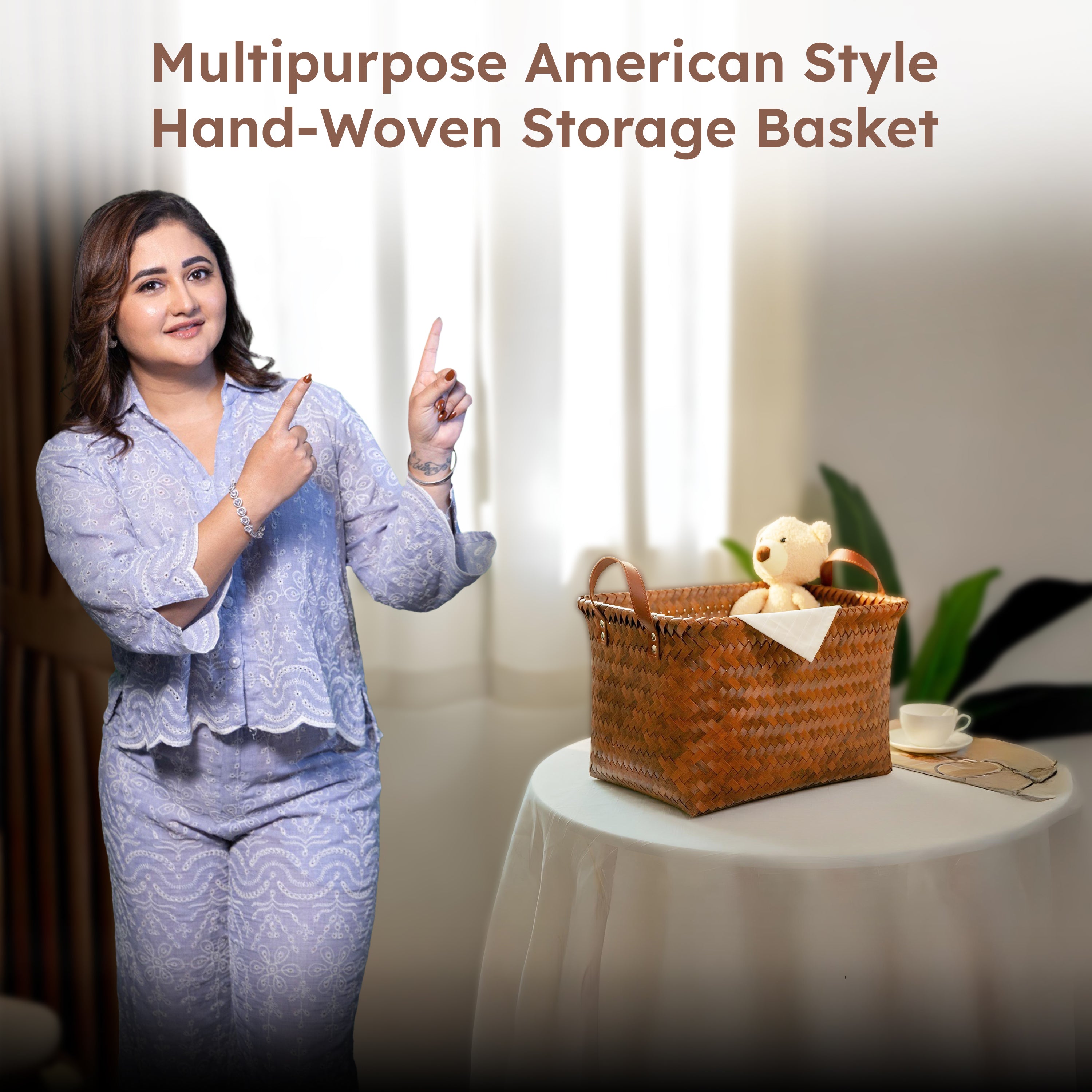 Homero Multipurpose American Style Hand-Woven Storage Basket