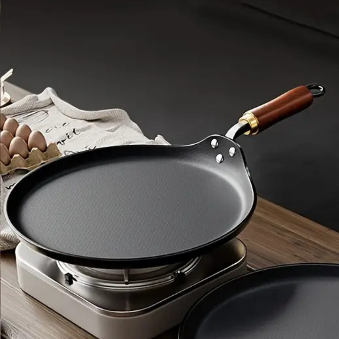 HOMERO Multi-Purpose Premium Wrought Iron Flat Bottom Pan - 28cm
