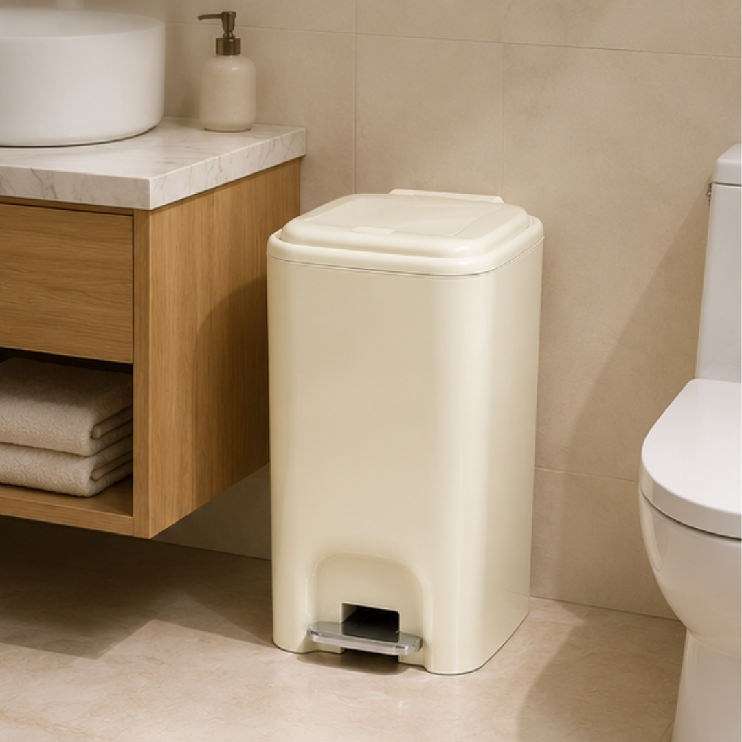 Modern Dual Opening Kitchen Bathroom Trash Bin with Secure Inner Ring
