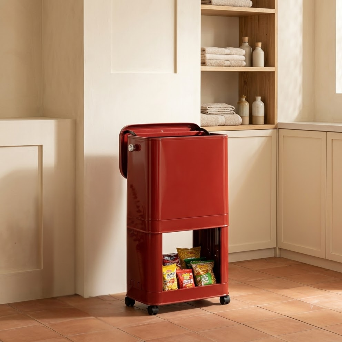 Multifunctional 2 Layer Portable Kitchen Waste Bin with Odour Control and Smooth Mobility