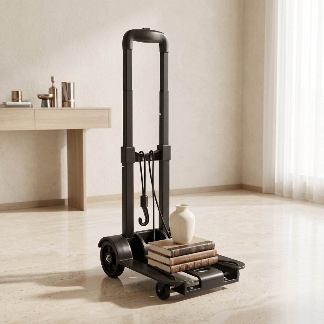 Heavy Duty Folding Luggage Cart with Wheels & Telescopic Pull Rod
