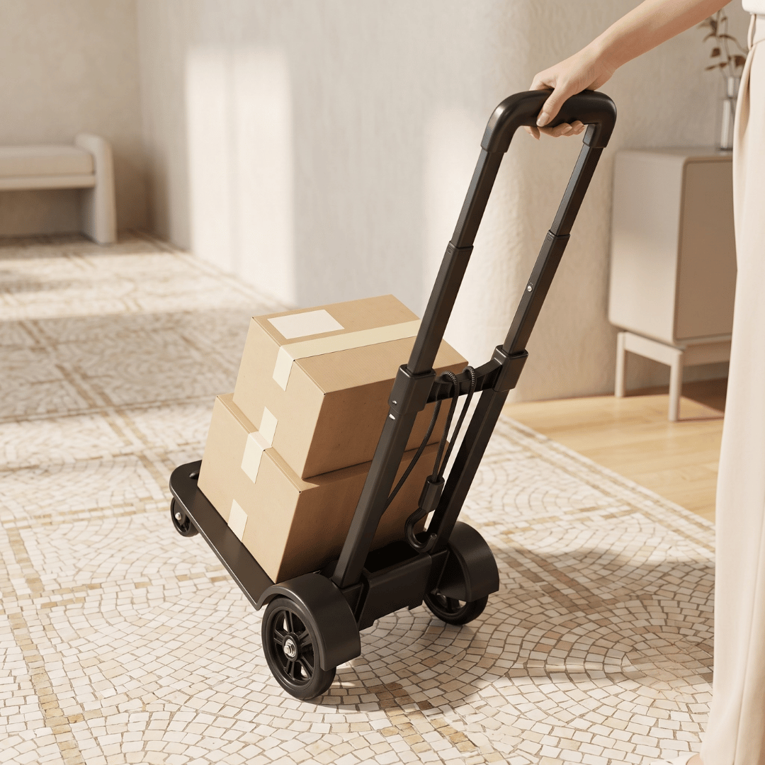 Heavy Duty Folding Luggage Cart with Wheels & Telescopic Pull Rod