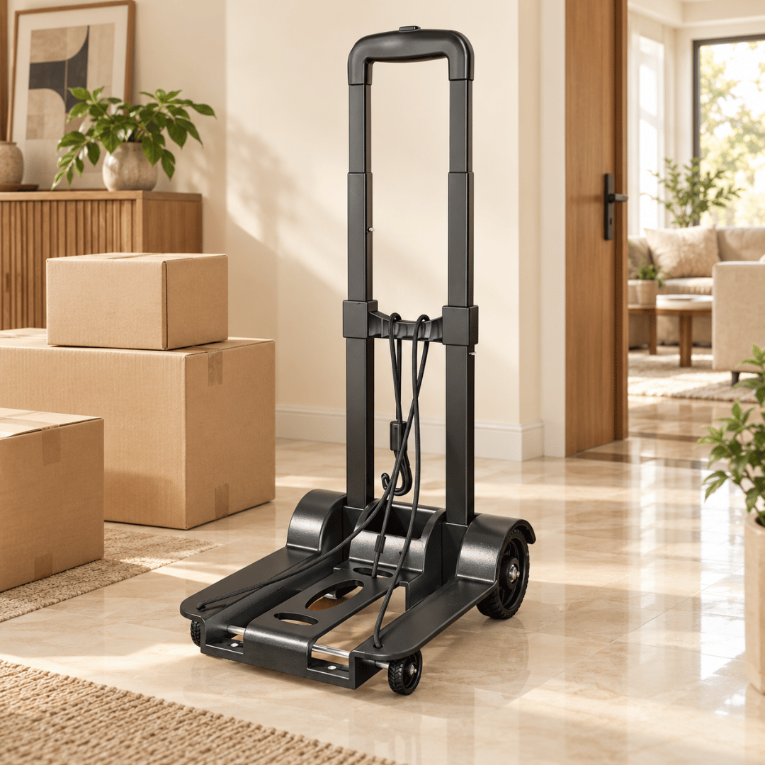 Heavy Duty Folding Luggage Cart with Wheels & Telescopic Pull Rod