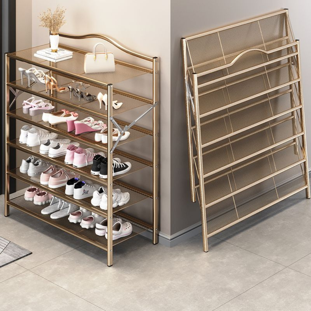 HOMERO Multi-Purpose Foldable Spacious & Practical Storage Organizer Metal Shoe Rack