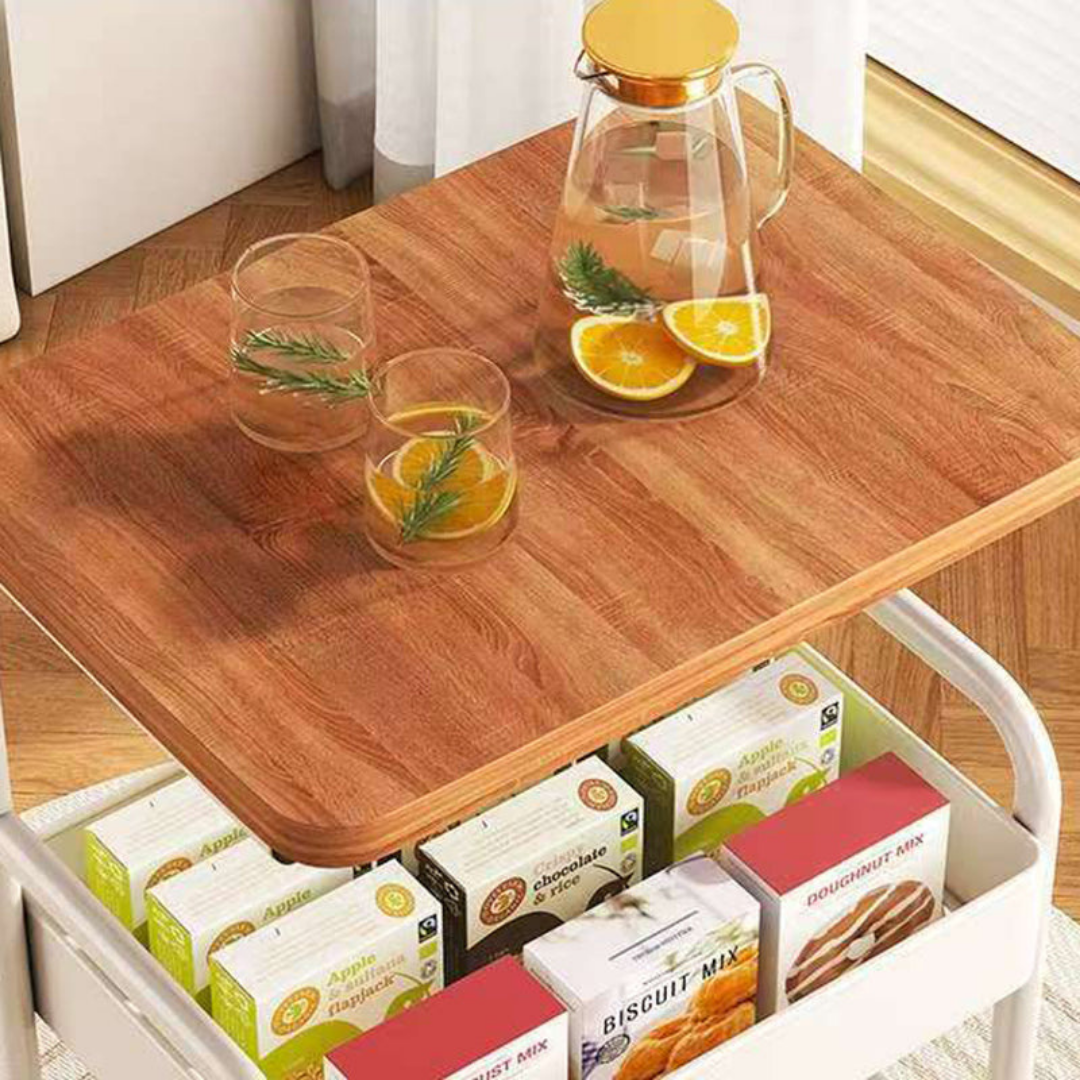 Homero 3-Tier Iron Durable Wood Slim Storage Rack