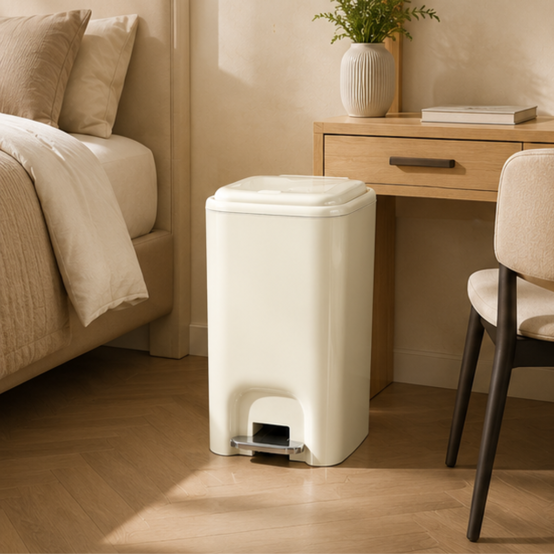 Modern Dual Opening Kitchen Bathroom Trash Bin with Secure Inner Ring