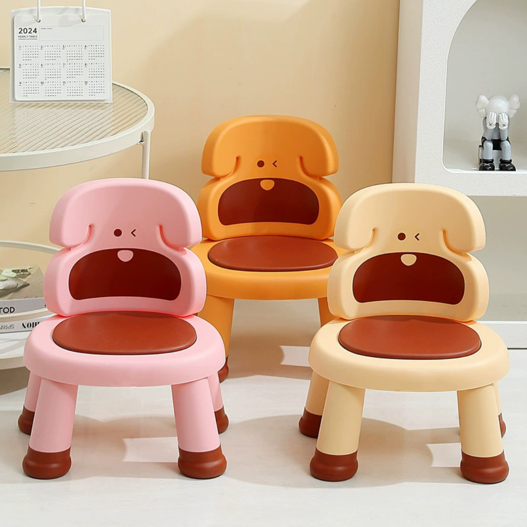 Kids Squeaky Plastic Chair with Comfortable Backrest and Anti Slip Base