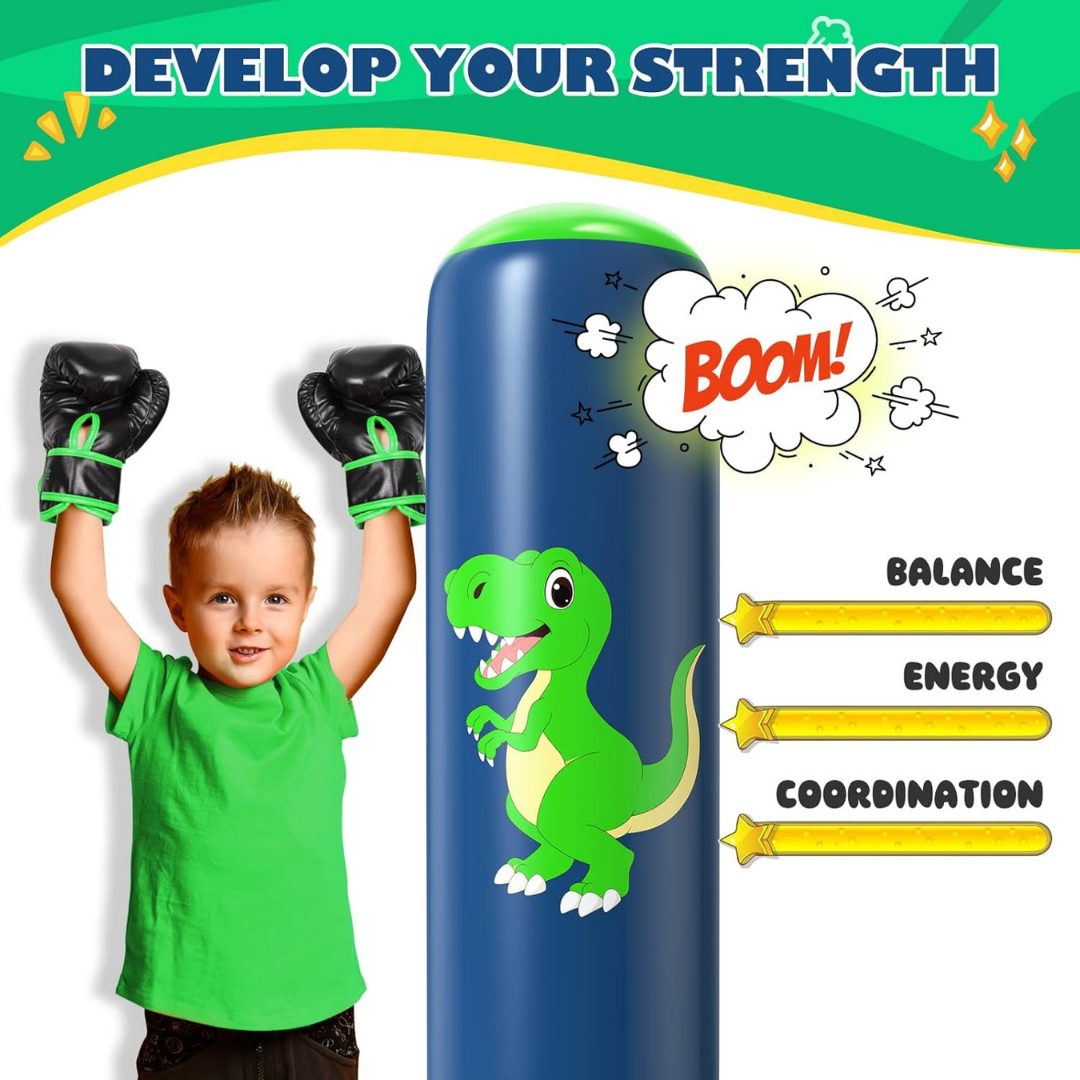 Homero Kids Inflatable Punching Bag Active Play Boxing Toy 48 Inches With Boxing Gloves