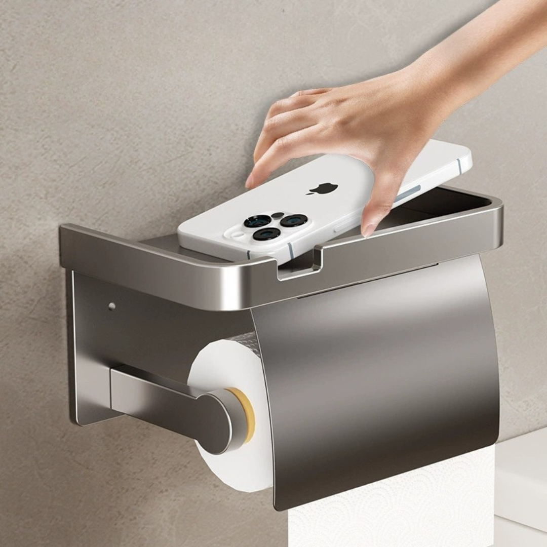 Premium Wall Mounted Toilet Paper Holder Waterproof Shelf