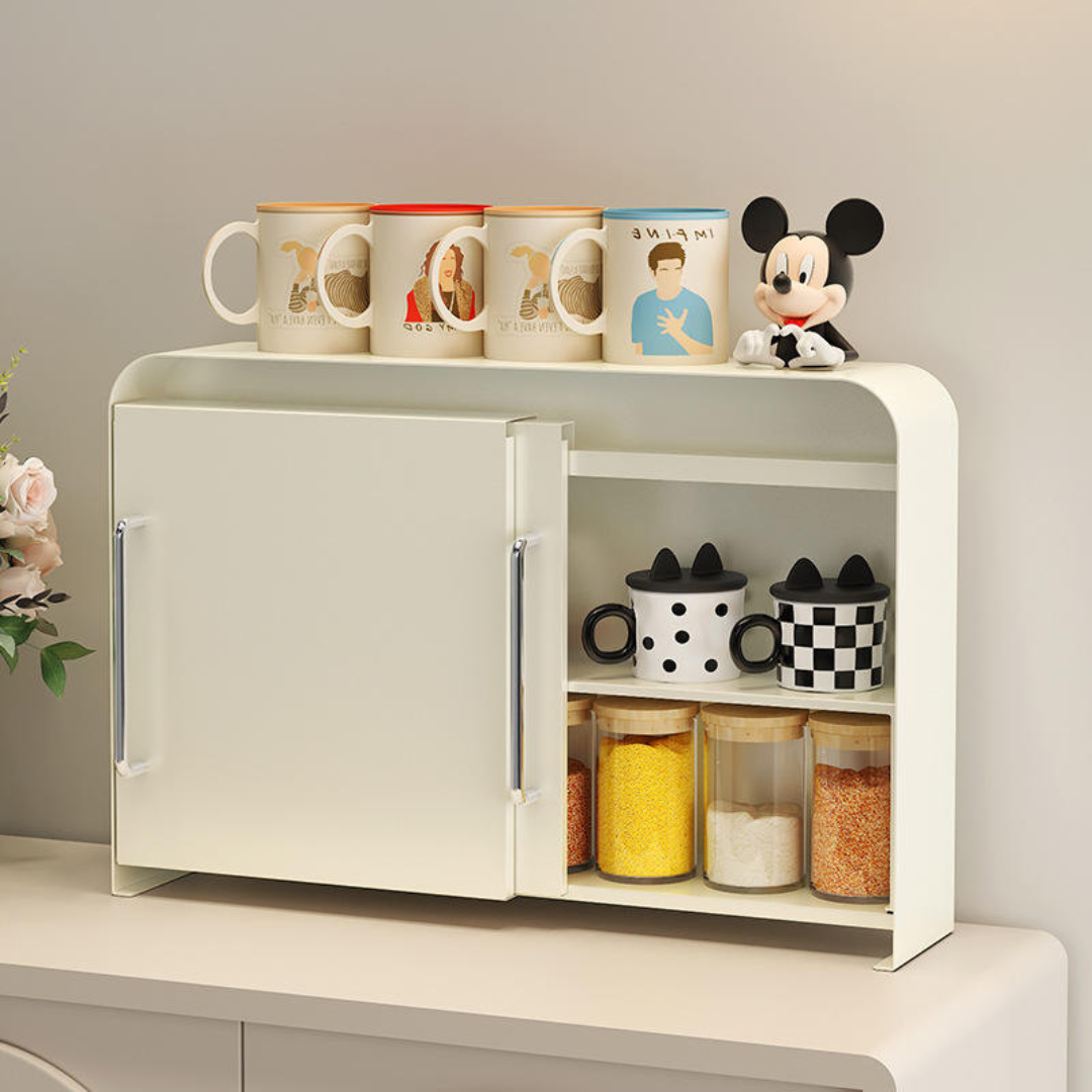 Elegant French Retro Pull Out Cup Storage Cabinet