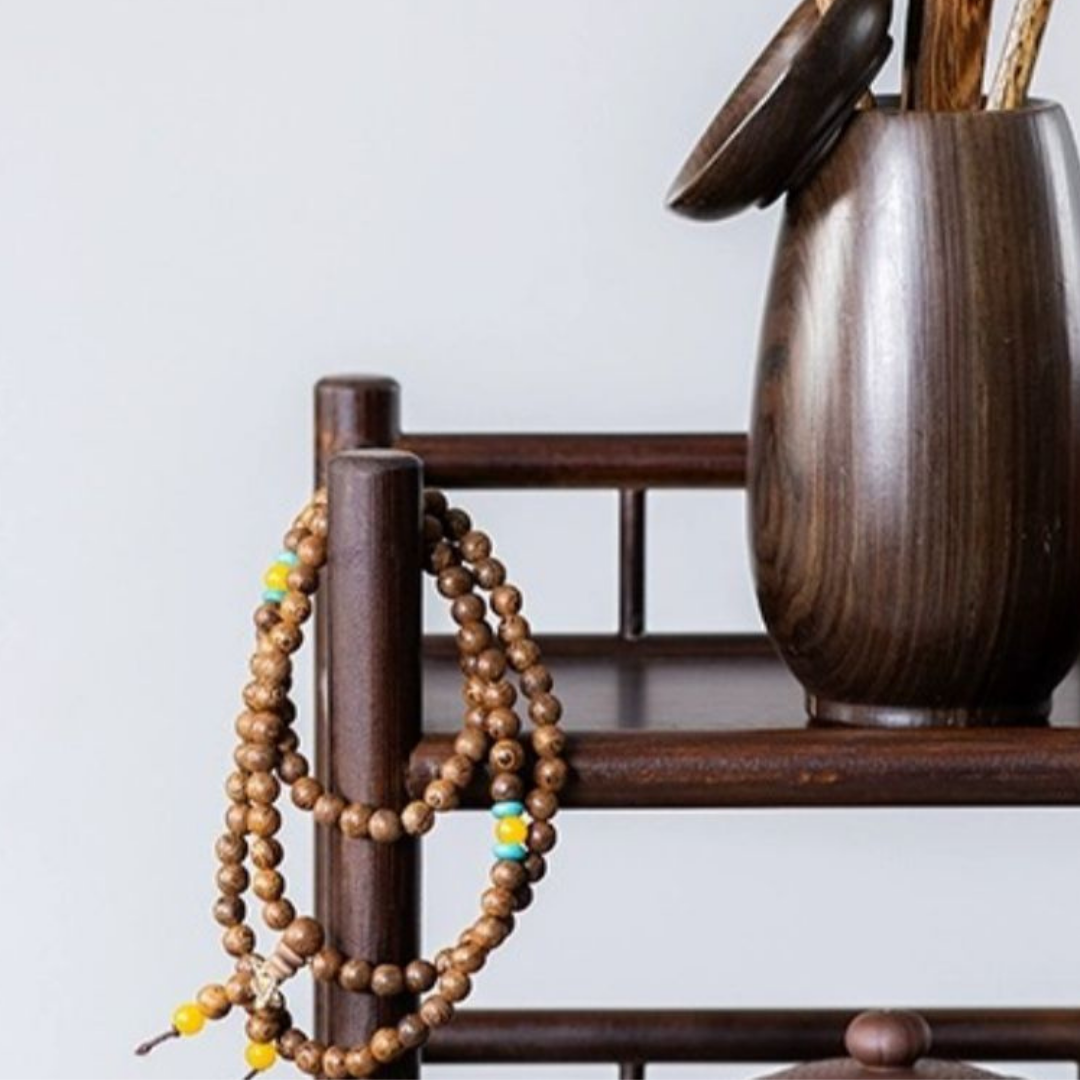 HOMERO Elegant Oriental Bamboo Multi-Layer Storage Organizer with Two Smooth Drawers