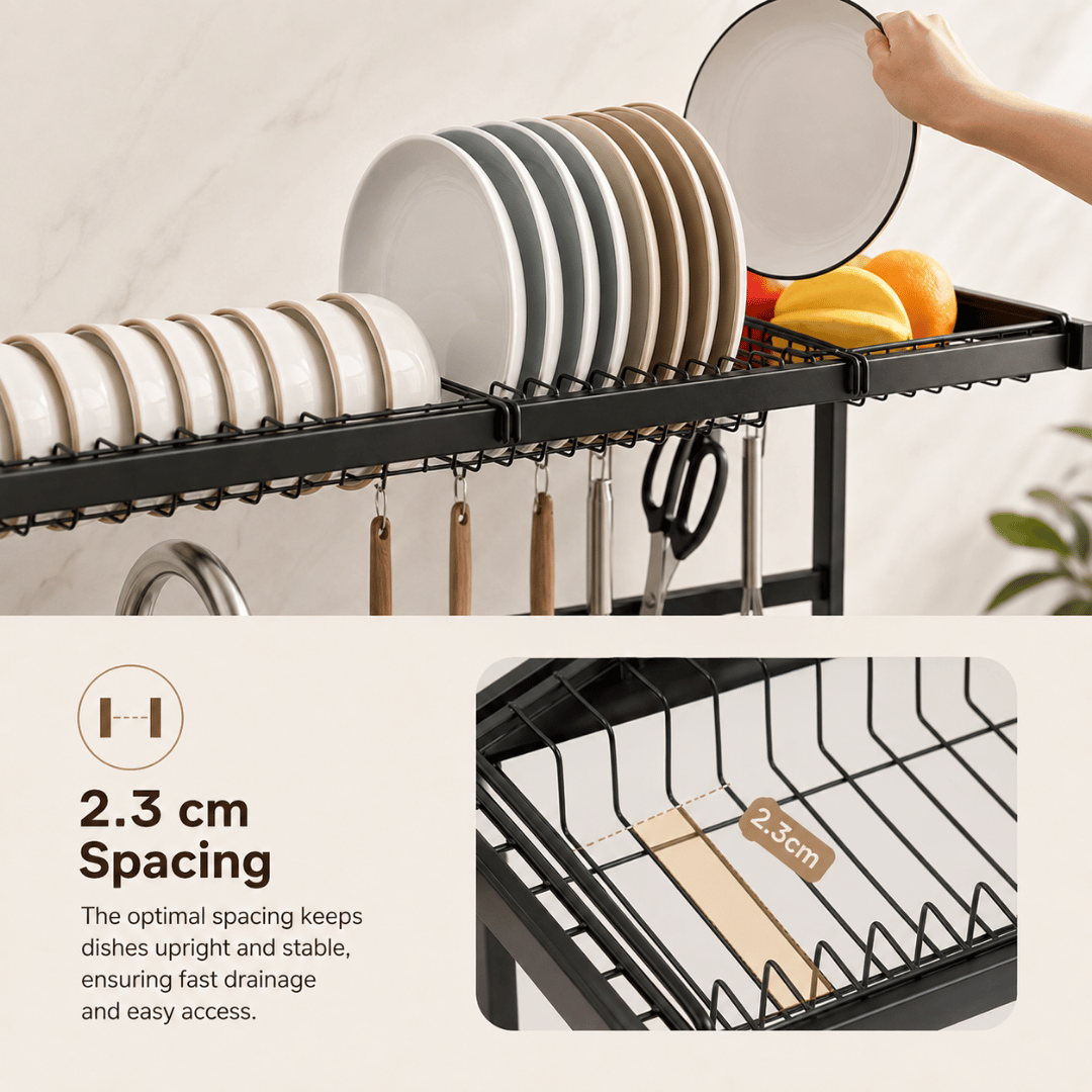 HOMERO Adjustable Multipurpose Over Sink Dish Drying Rack 85cm