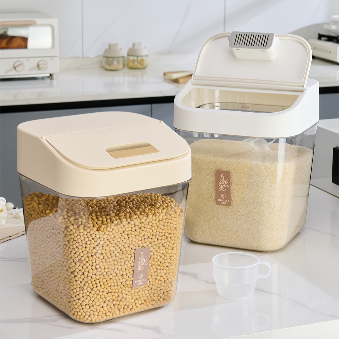 Airtight Transparent Rice Storage Container with Measuring Cup