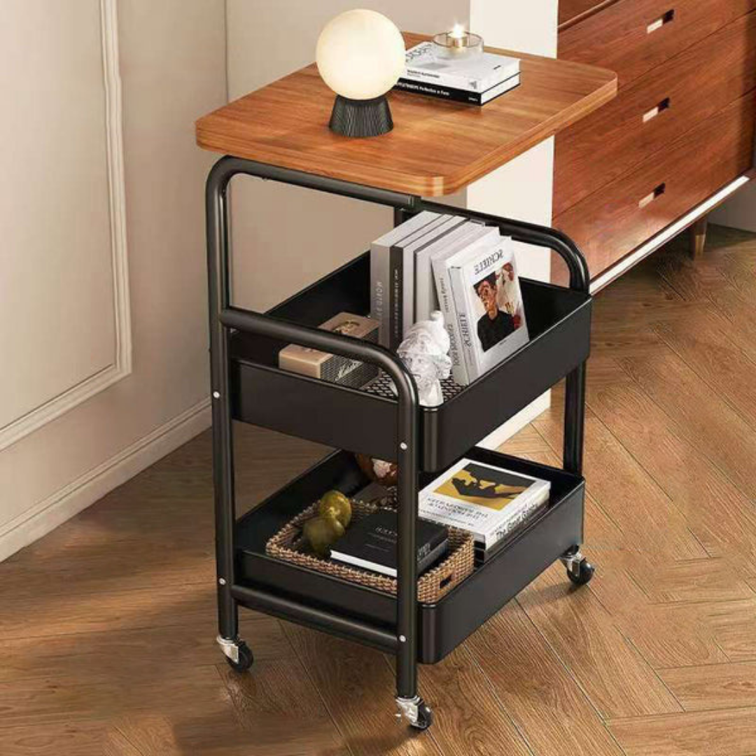 Homero 3-Tier Iron Durable Wood Slim Storage Rack