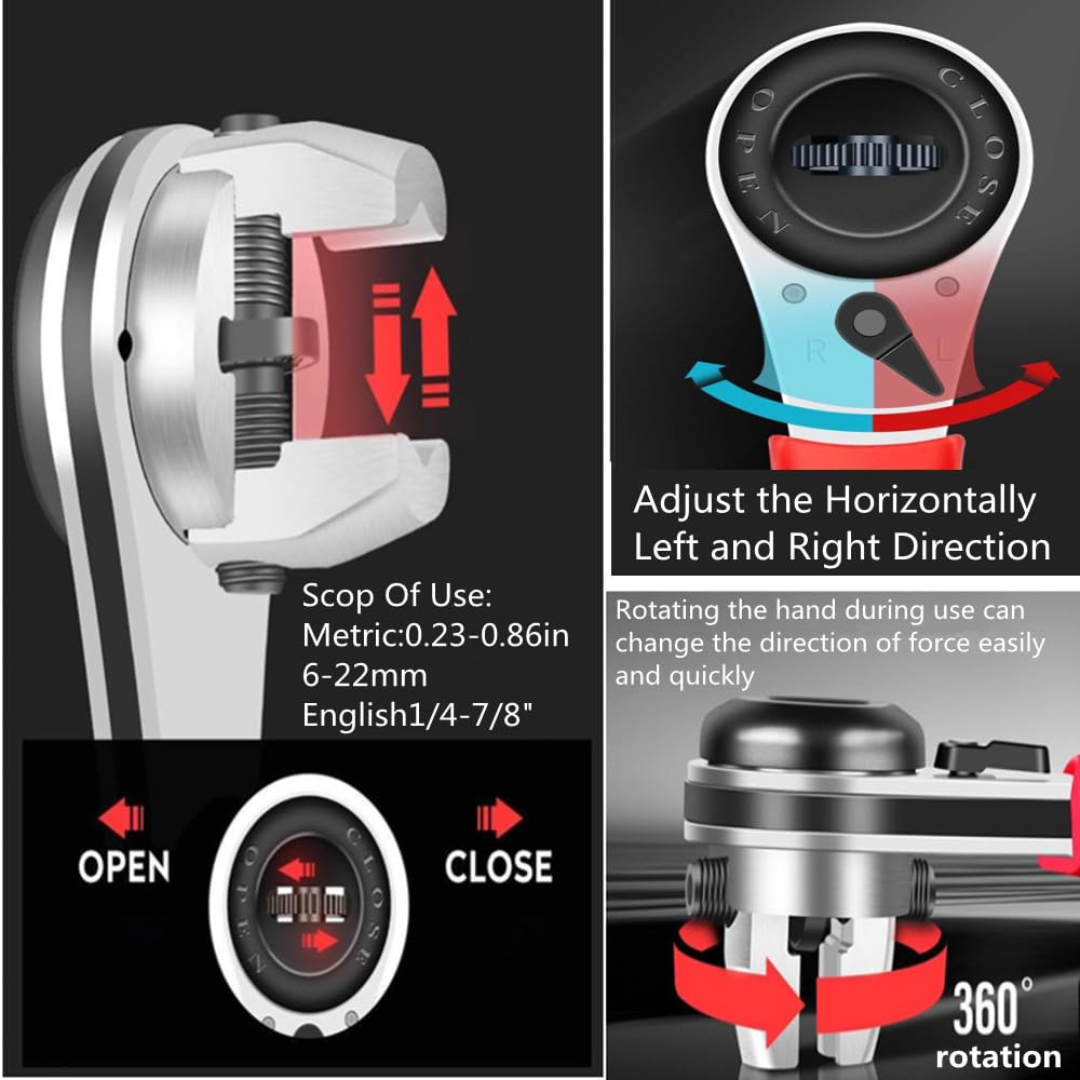 HOMERO All-in-One Adjustable Ratchet Wrench  (6-22mm Size)