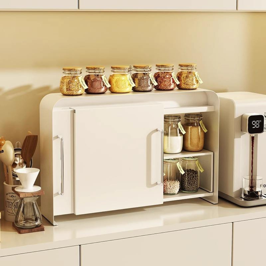 Elegant French Retro Pull Out Cup Storage Cabinet