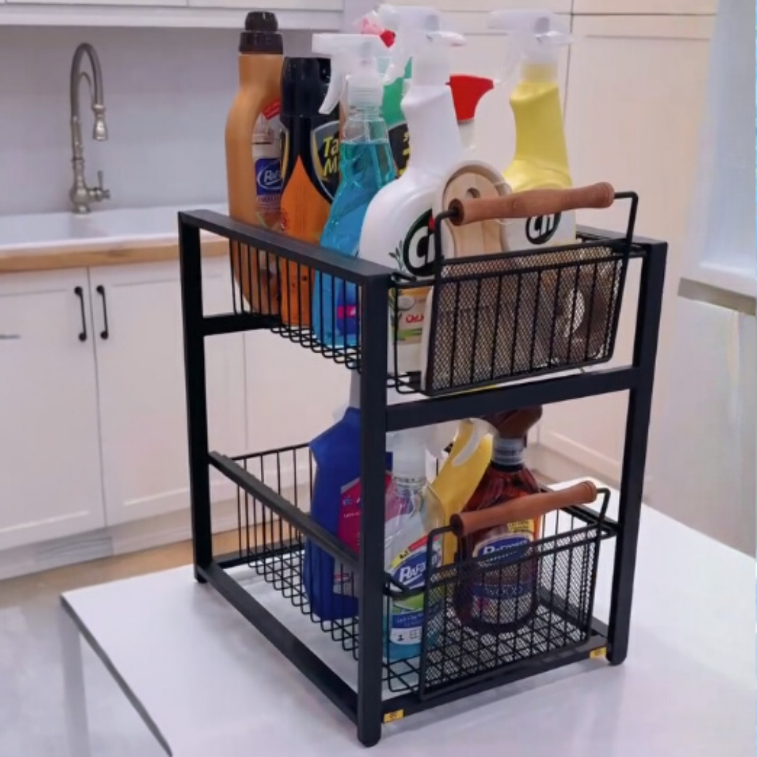 HOMERO Multi-Purpose Two Layer Sliding Storage Organizer