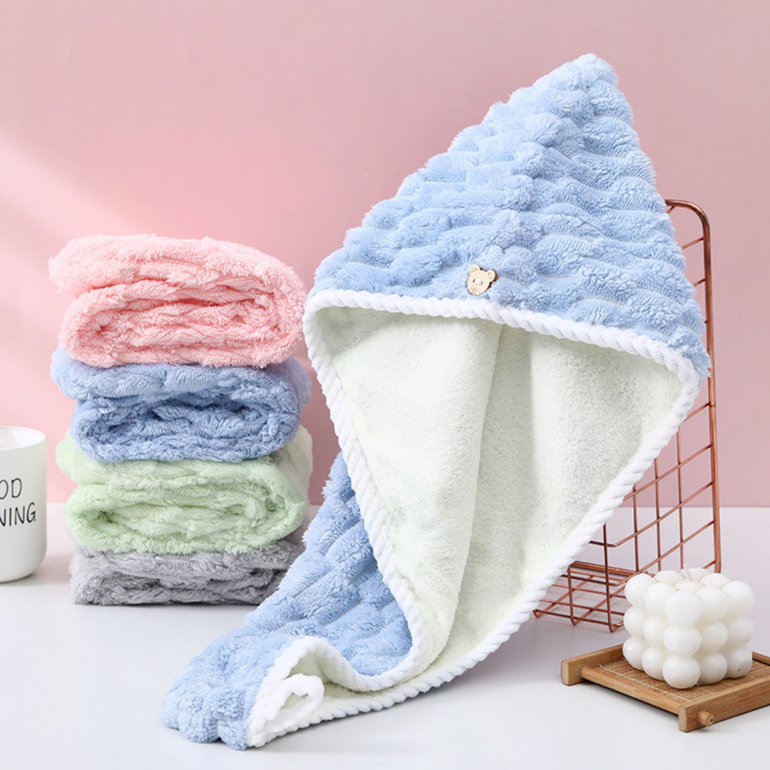 Homero Ultra-Soft Coral Fleece Hair Drying Cap with Cloud Texture