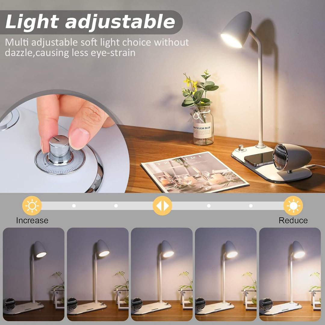 HOMERO 3 in 1 Eye-Caring Desk Lamp with Bluetooth Speaker Wireless Charger