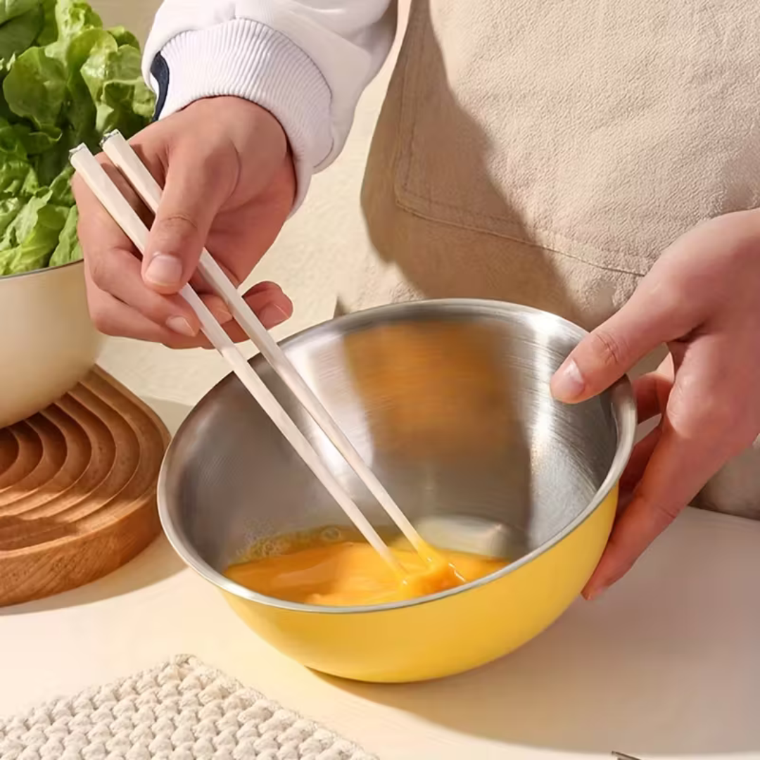 Multi-Purpose Usage Stainless Steel Cream Finish Bowl (Set of 3)