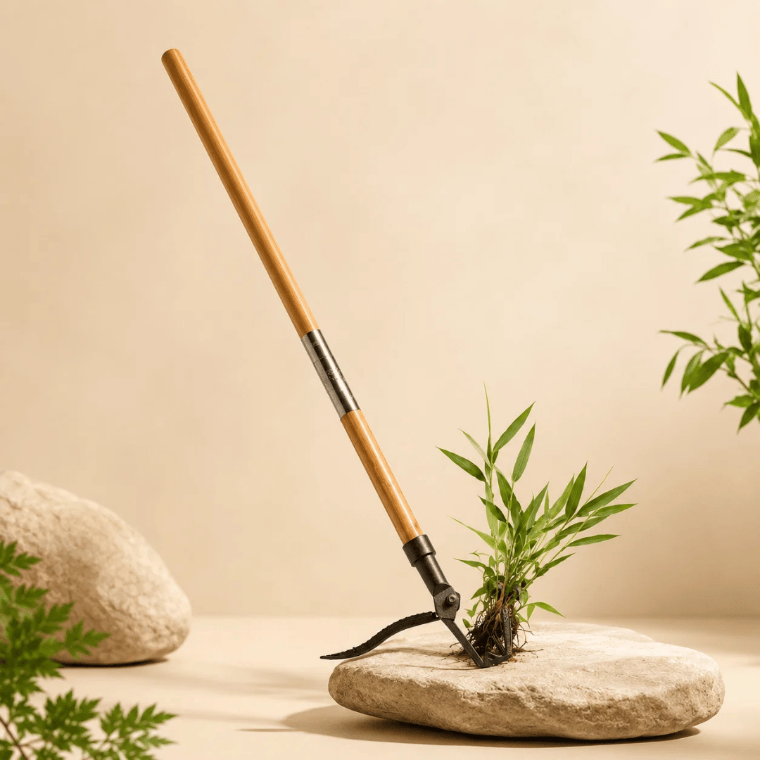 HOMERO Long Handle Steel Weeding Tool with Efficient 4-Claw Design