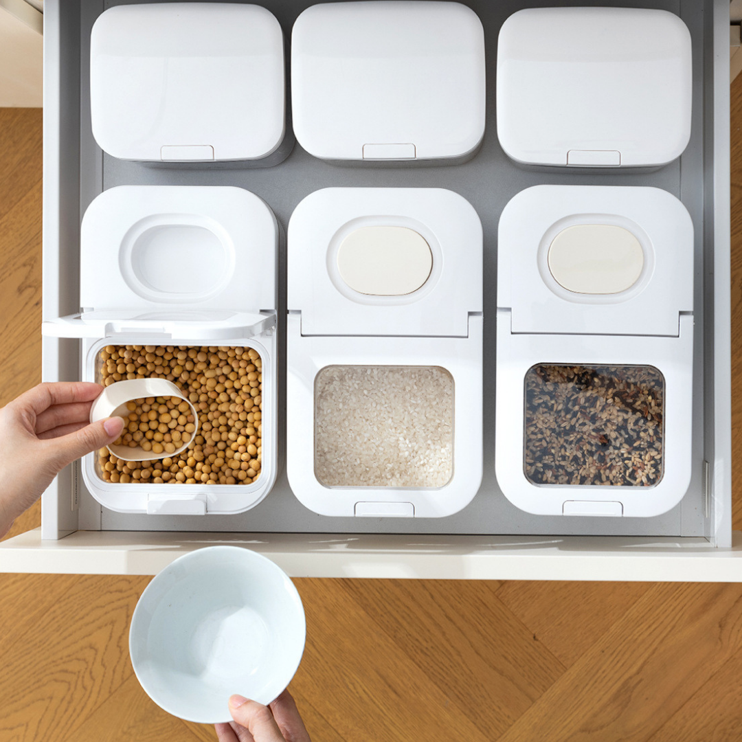 HOMERO Airtight Grain Transparent Window Double Seal Storage Container - 3.2L