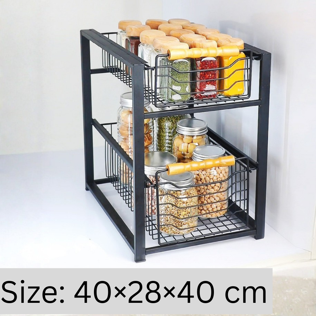 HOMERO Multi-Purpose Two Layer Sliding Storage Organizer