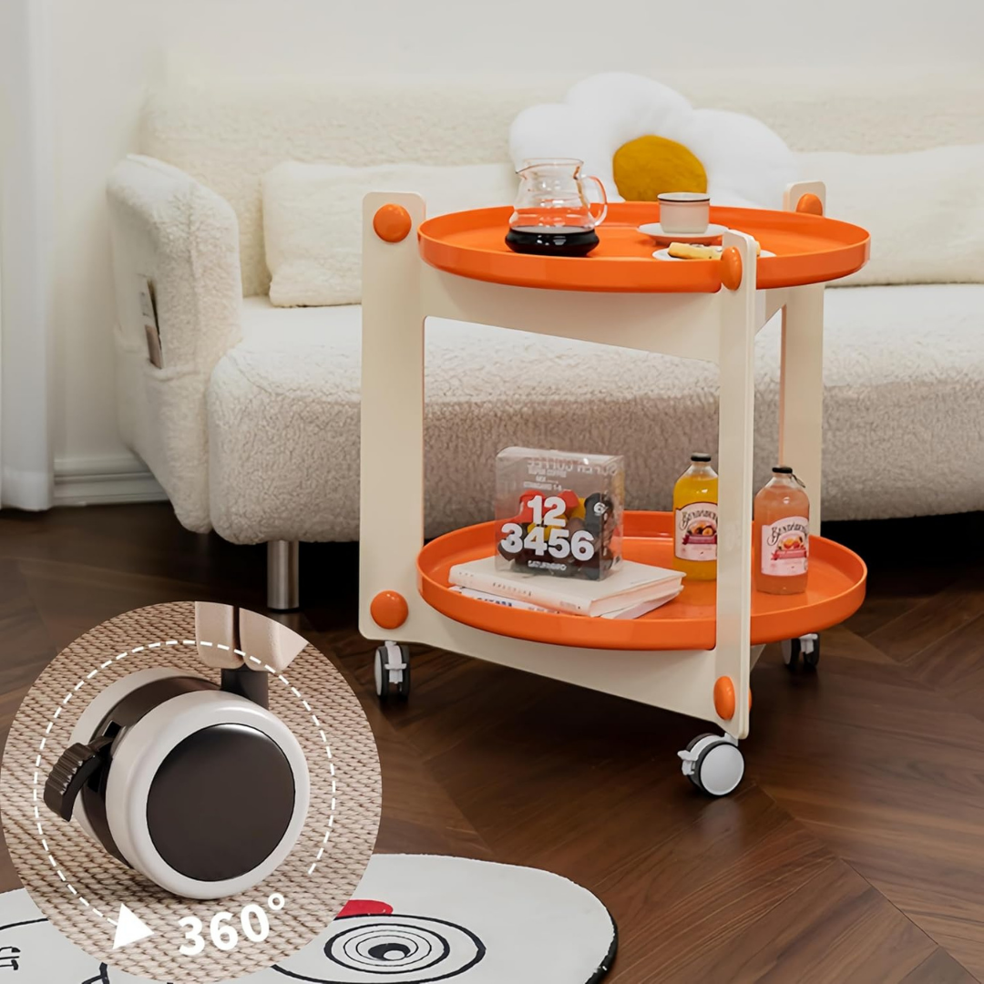 HOMERO Modern Acrylic Multi-Use Mobile Table with 360-degree universal wheels