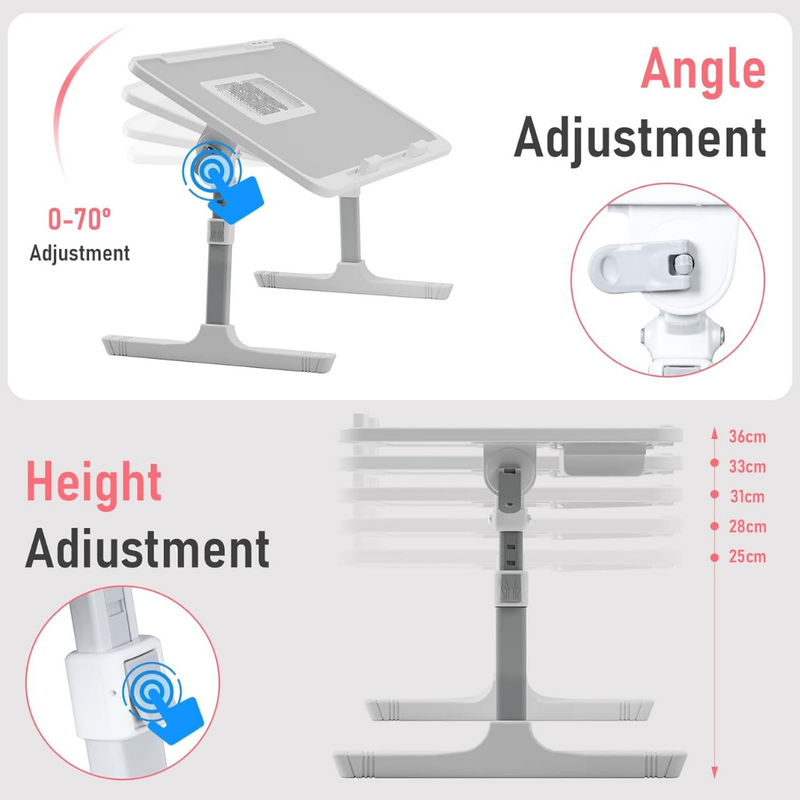 Homero Premium Foldable Bed Table Adjustable Height Multifunction Tabl