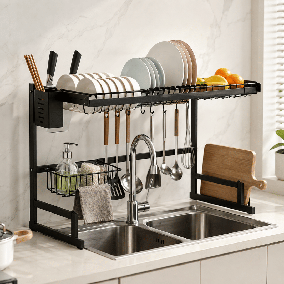 HOMERO Adjustable Multipurpose Over Sink Dish Drying Rack 85cm