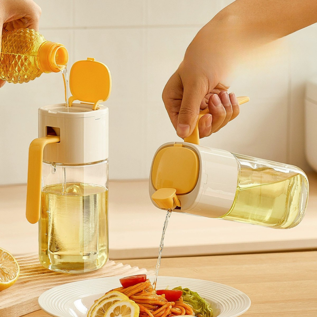 HOMERO Automatic Opening Closing Oil Dispenser Premium Glass - 500ml Design