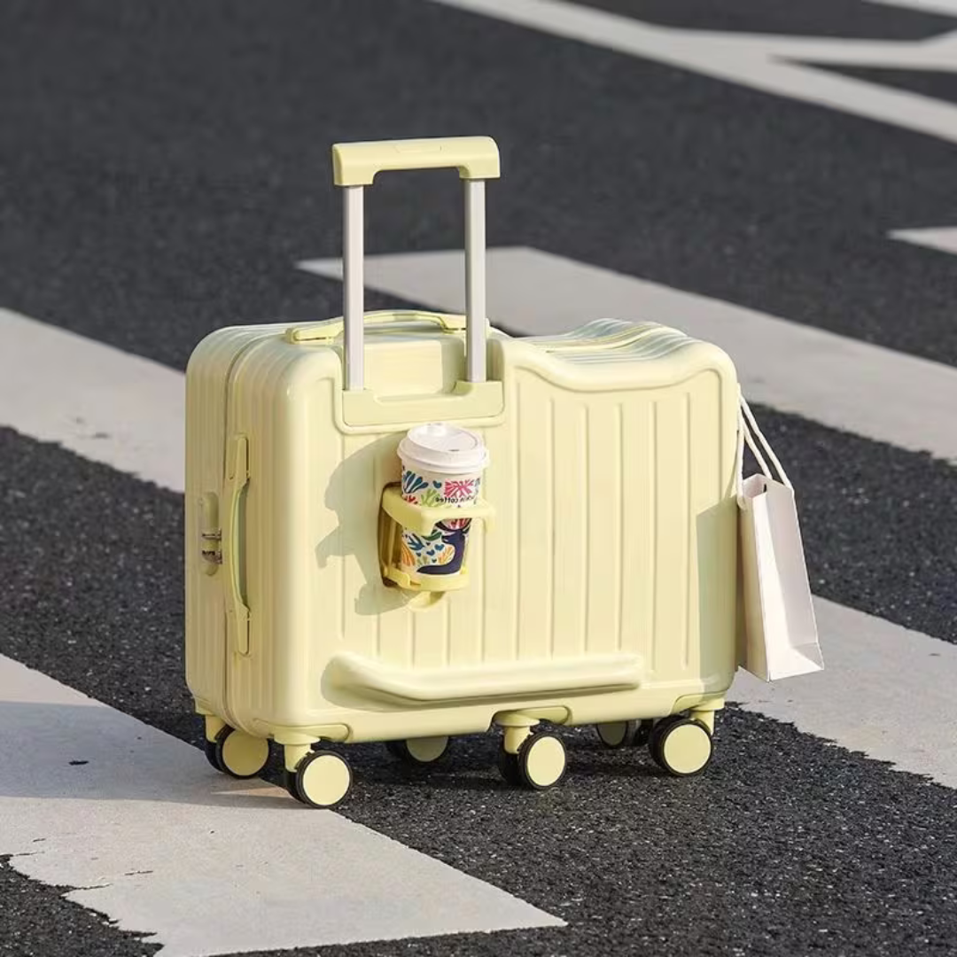 Fun Travel Kids Ride On Travel Suitcase with Silent Wheels Password Lock