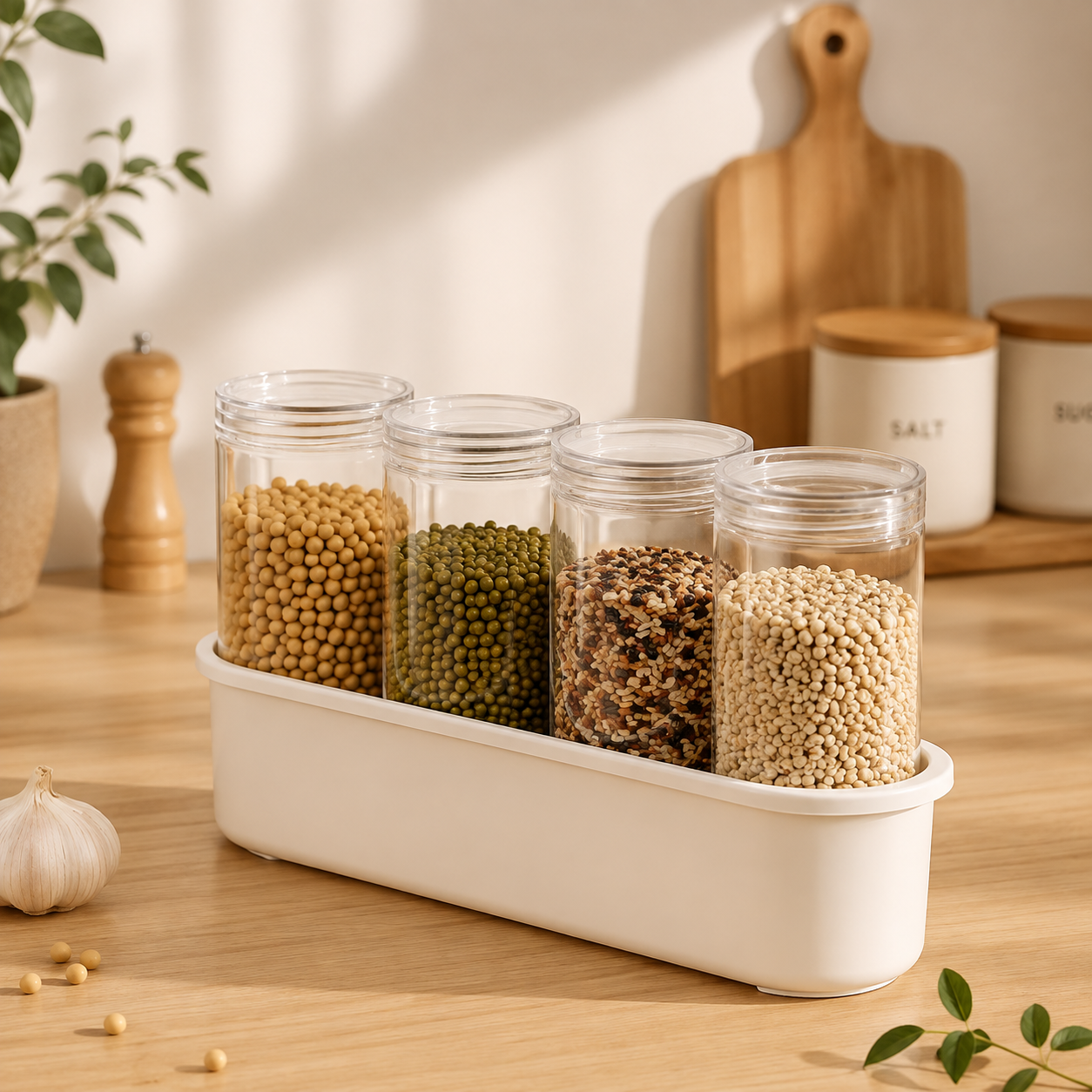 Multi Section Moisture Proof Transparent Storage Jar