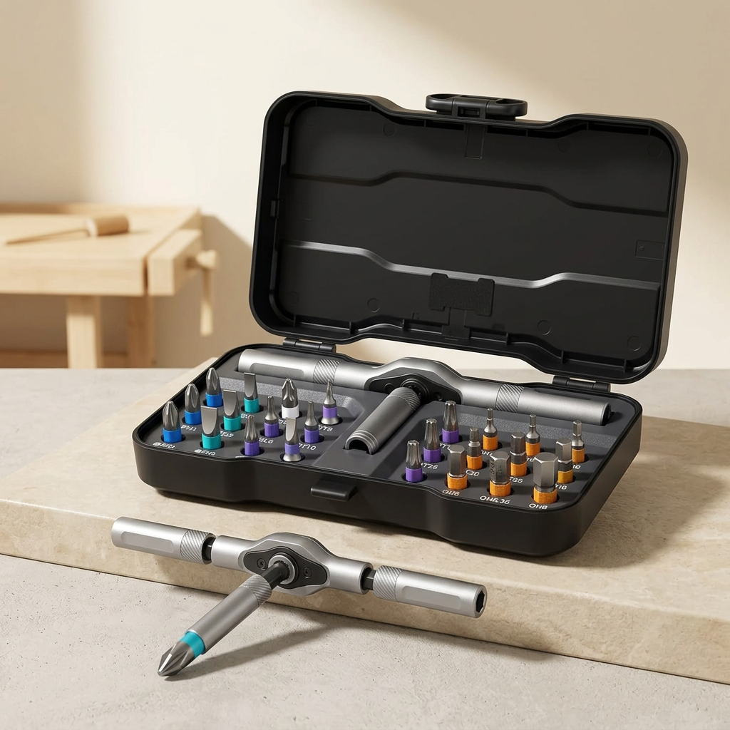 24 In 1 Magnetic  T Shape  Ratchet Screwdriver Set with S2 Steel Bits