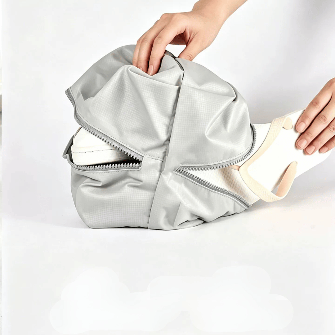 Portable Oxford Cloth Travel Shoe Bag with Dual Compartments and Luggage Strap