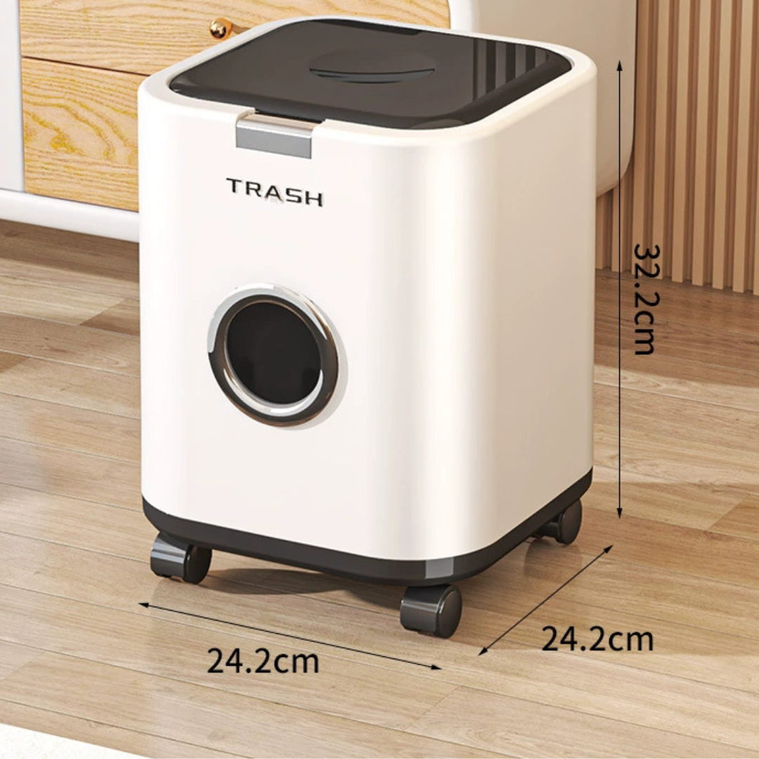 Press Open Rolling Trash Bin with Lid 360° Wheels