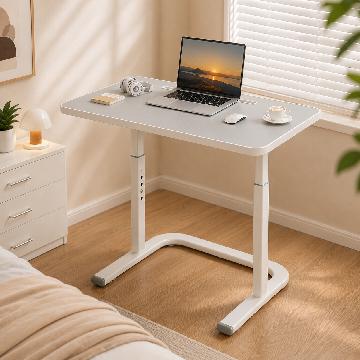Homero Study Workstation Adjustable Height Mobile Desk