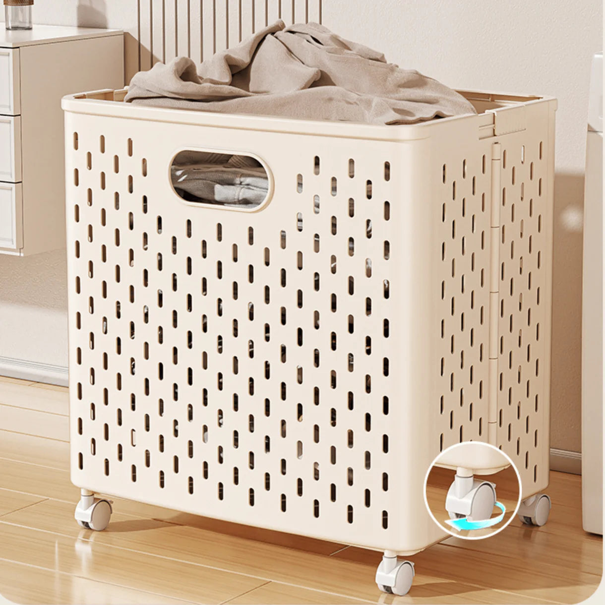 Multifunctional Foldable Large Capacity Laundry Storage Basket with Wheels