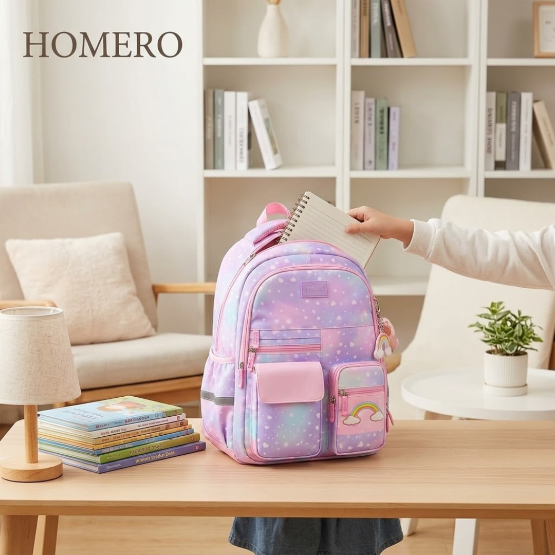 Rainbow Print Waterproof School Backpack