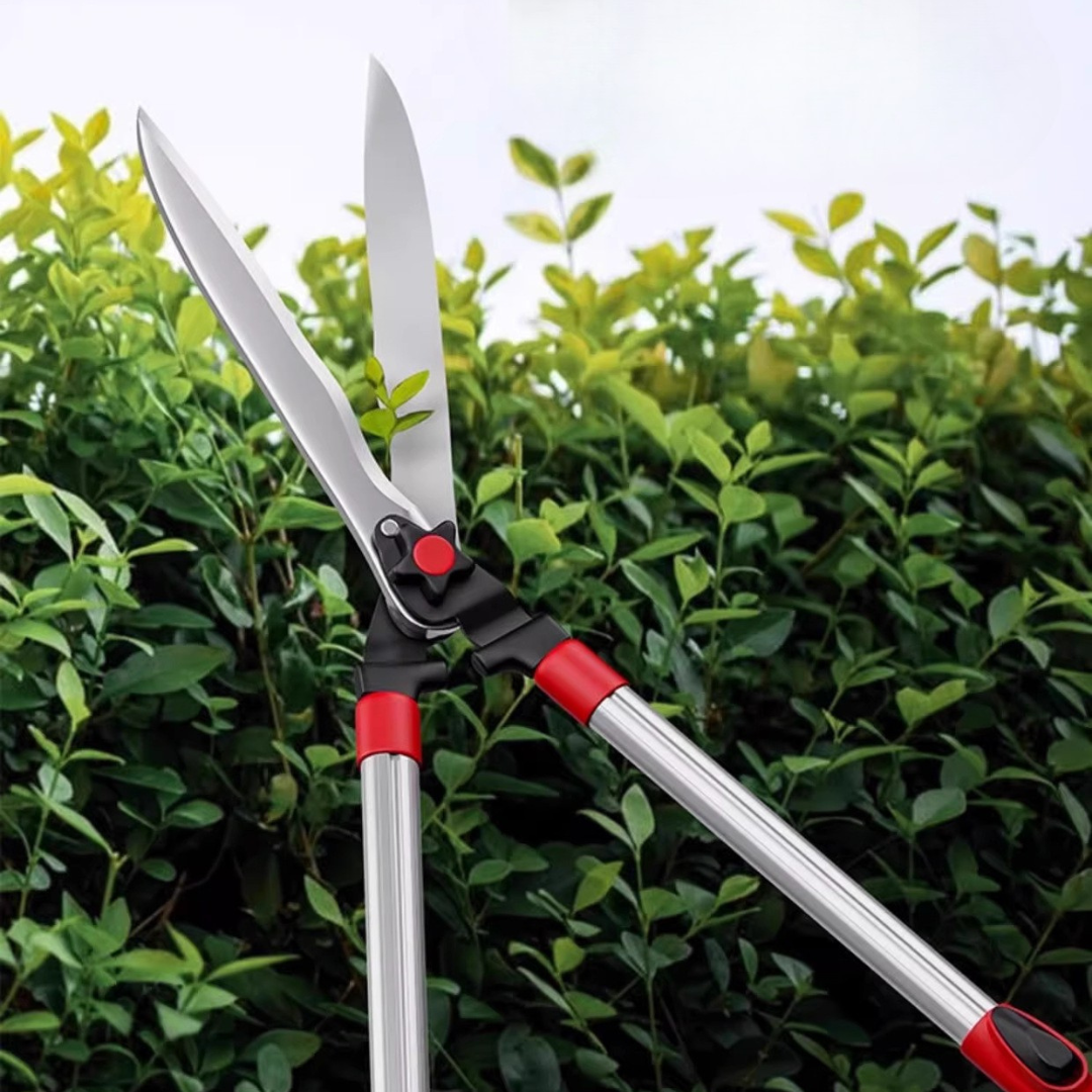 Heavy Duty Extendable Garden Hedge Shears with Wavy Steel Blade