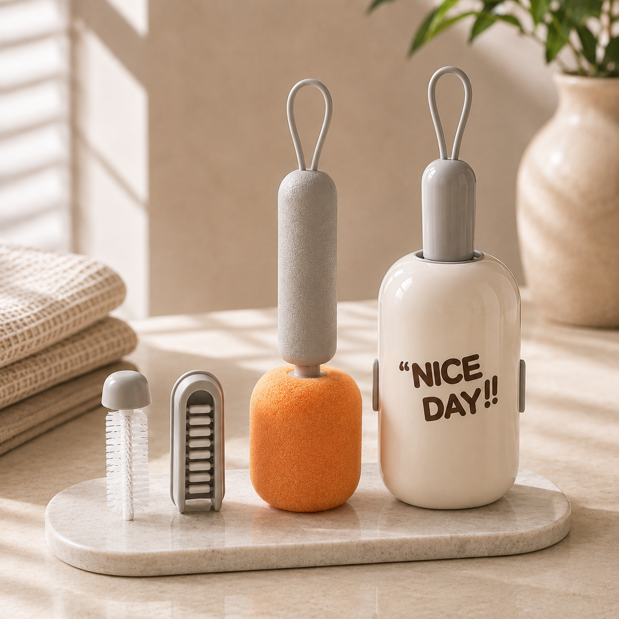 3 in 1 Telescopic Cup Cleaning Brush Set with Storage Case