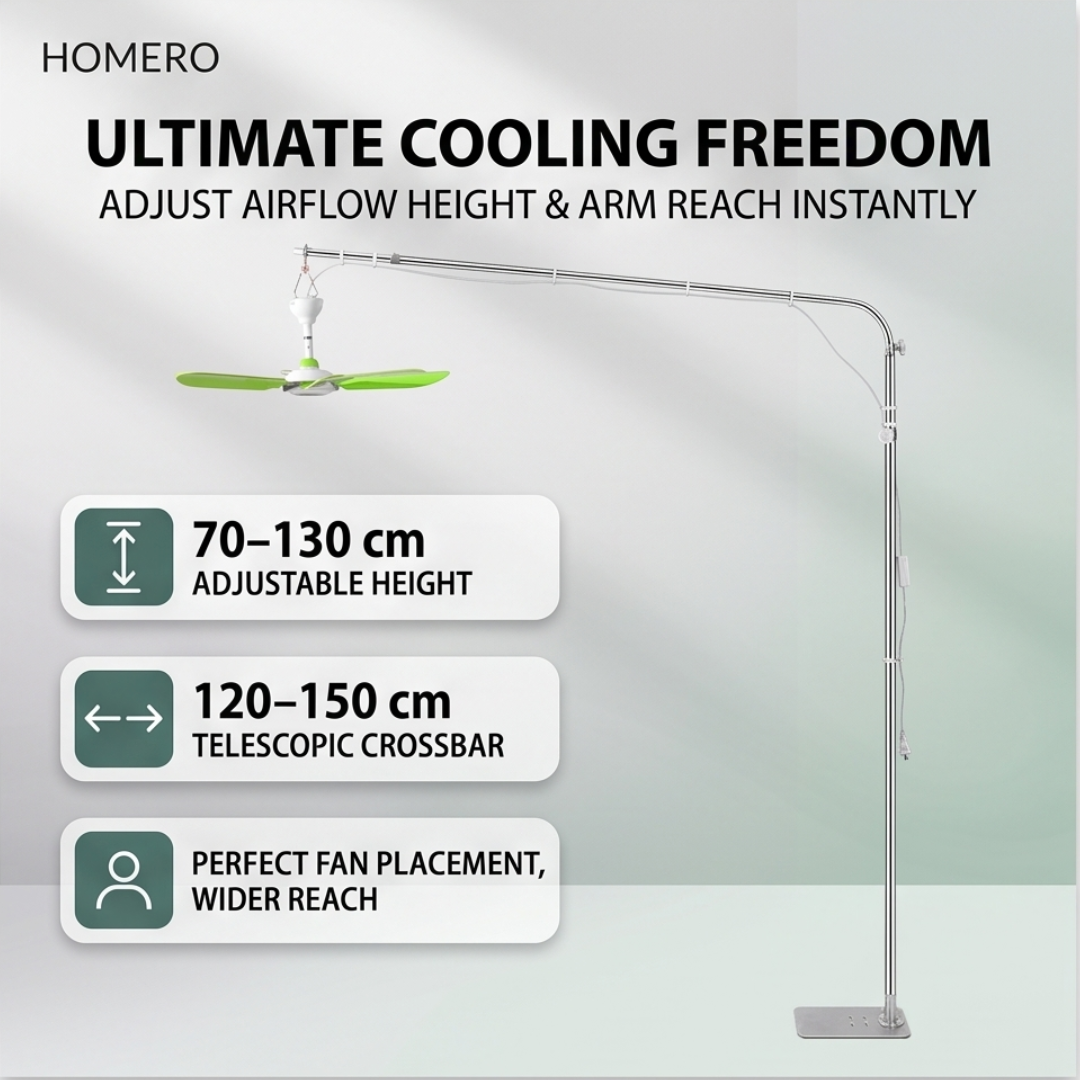Floor Standing USB Ceiling Fan with Telescopic Stainless Steel Stand